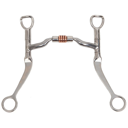 Myler Flat Shank Bit with 04 Comfort Snaffle and Copper Roller - 5" Mouth