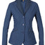 Blue blazer with textured pattern on a white background