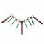 Professional's Choice Pony Ring Breast Collar in burgundy latigo leather with vibrant emerald tassels. This pony-sized western breast collar features multiple decorative silver-etched rings and adjustable straps with classic buckles. The striking emerald green leather tassels hang from each ring, offering a stylish look for horse shows, barrel racing, or trail riding. High-quality pony tack designed for both durability and eye-catching western flair.