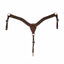 Professional's Choice BC Contoured 2-Inch Bison Leather Breast Collar in rich dark brown with a pebbled texture and white contrast stitching. This high-quality Western horse tack features durable stainless steel hardware and adjustable straps for a custom fit. Ideal for performance, ranch, or trail riding, it includes a secure brass snap hook for cinch attachment. Premium equestrian gear designed for comfort and style in your Western saddle setup.