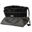 Large grey and black Terrain D.O.G. collapsible travel bowl for dogs. This portable pet water and food dish features durable ripstop fabric, a reflective safety strip for visibility, and a convenient drawstring closure. Lightweight and compact, it’s the perfect gear for hiking, camping, and outdoor adventures with your dog. Durable, packable travel accessory for active pet owners on the go.