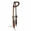 Professional's Choice Floral One-Ear Headstall crafted from premium dark leather with hand-carved light chestnut floral tooling. This elegant western horse headstall features an ornate silver engraved buckle set and traditional lace tie bit ends. A high-quality piece of tack designed for durability and a classic western look, perfect for horse shows, ranch work, or trail riding.