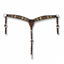 Professional's Choice chocolate hand-tooled leather breast collar featuring a detailed arrowhead and basketweave pattern. This 2-inch wide western horse tack includes adjustable tug straps with classic silver-toned buckles and a center snap for secure attachment. Crafted for durability and style, it's perfect for barrel racing, trail riding, or everyday performance. Standard horse size.