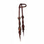 Professional's Choice Hardsteel Bison One-Ear Headstall in rich chocolate brown leather with white contrast stitching. This Western horse tack features scalloped cheek pieces detailed with ornate silver and copper buckles and matching conchos. Made from high-quality bison leather for durability and style, this premium headstall is ideal for competitive performance or everyday riding.