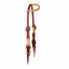 Professional's Choice Roughout Single Ear Headstall featuring a stylish contrast of light tan roughout and dark mahogany leather. This premium western horse tack includes engraved silver buckles and conchos for a classic show look. Designed with a convenient quick-change bit loop system and adjustable cheeks, it is durable, functional gear perfect for competitive performance, ranch work, or trail riding.