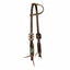 Professional's Choice Copper Emerald Single Ear Headstall featuring rich dark chocolate leather with a stunning emerald hand-tooled floral pattern and copper accents. This Western horse bridle includes ornate silver engraved buckles and a sliding ear loop. Designed for style and durability, it’s perfect for barrel racing or trail riding. High-quality Western tack with tie-on bit ends.
