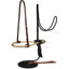 Professional's Choice Bosal and Mecate Set featuring a natural cream rawhide bosal with decorative braiding. This western horse training headstall includes a premium dark brown blood knot latigo leather hanger and a black rope mecate with a tassel and leather popper ends. Ideal for horsemen seeking professional-grade bitless tack for natural horsemanship and reining.