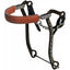 Professional's Choice Bob Avila Floral Mechanical Hackamore featuring silver scrollwork on dark brown 8.5-9 inch shanks. This premium Western horse tack includes a padded tan leather noseband, 5-inch width, and a black nylon curb strap with a silver chain. Ideal for bitless training and performance, combining style and control for equestrian enthusiasts. High-quality lever-action hackamore bit for refined horse communication.
