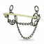 Professional's Choice Brittany Pozzi Combination Chain Bit featuring a textured cream rope noseband and a sweet iron chain mouthpiece. This high-performance equestrian tack includes 3-inch ring gags and an adjustable 10-12 inch curb chain for customized control. Designed for western riding and barrel racing, the silver metallic hardware provides durability and a professional look for competitive horse training.