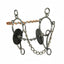 Professional's Choice Brittany Pozzi Combo Snaffle Bit featuring a 5.5-inch mild copper twisted wire mouthpiece with a central lifesaver ring. This stainless steel western horse bit includes black rubber bit guards and a silver curb chain noseband. Designed for barrel racing and precision control, it offers a blend of snaffle and leverage action. High-quality equestrian tack for better communication and responsive performance in the arena.
