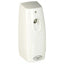 Country Vet Metered Spray Dispenser in Sandy Beige. This sleek automatic aerosol dispenser provides consistent 15-minute interval sprays, covering up to 6,000 cubic feet. Ideal for reliable odor and fly control in barns, stables, or large commercial spaces. Featuring a durable wall-mountable design with a front nozzle opening and the Country Vet logo for a professional, clean look.