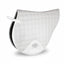 Professional's Choice VenTECH Mesh Cross Country (XC) Saddle Pad in crisp white. This 23" x 20" forward-cut equestrian pad features a breathable mesh quilted design, moisture-wicking technology, and a reinforced girth patch with a logo. Perfect for jumping and eventing, it offers a secure fit with D-ring straps and a sleek, athletic profile. Ideal for riders seeking high-performance horse tack for competition or training.