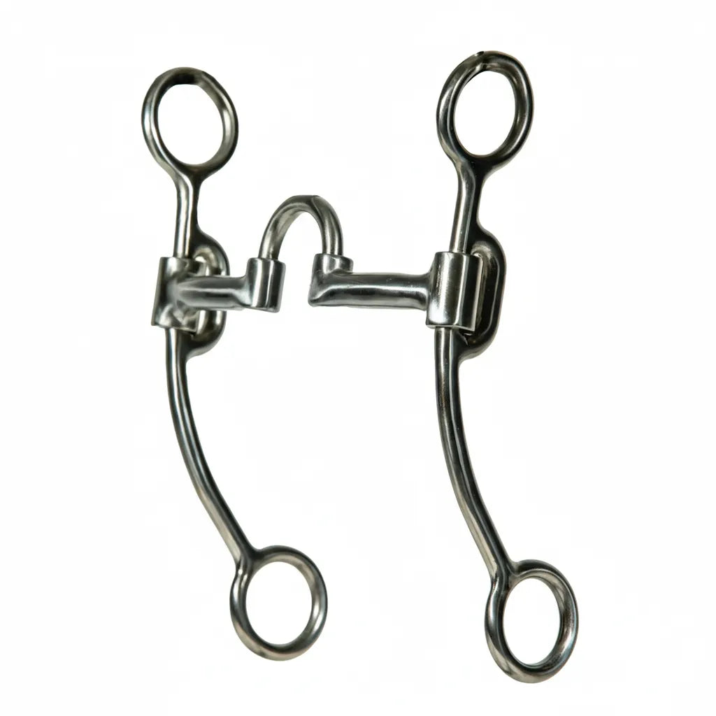 Professional's Choice Equisential 7" Shank Correction Bit featuring a 5 1/8" sweet iron mouth with a high port. This polished silver western horse bit is designed with curved shanks and a multi-jointed mouthpiece for precise communication and tongue relief. Ideal for performance horses and western training, this high-quality equestrian bit offers a professional look and feel for riders seeking refined control.
