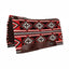 Professional's Choice Fuse Navajo New Zealand Wool Saddle Pad featuring a vibrant red, black, grey, and white geometric southwestern design. This high-quality 33" x 38" western saddle pad has a shock-absorbing felt bottom, contoured spine, and durable dark brown leather wear leathers for maximum protection and style. Perfect for western performance, ranch work, or trail riding.