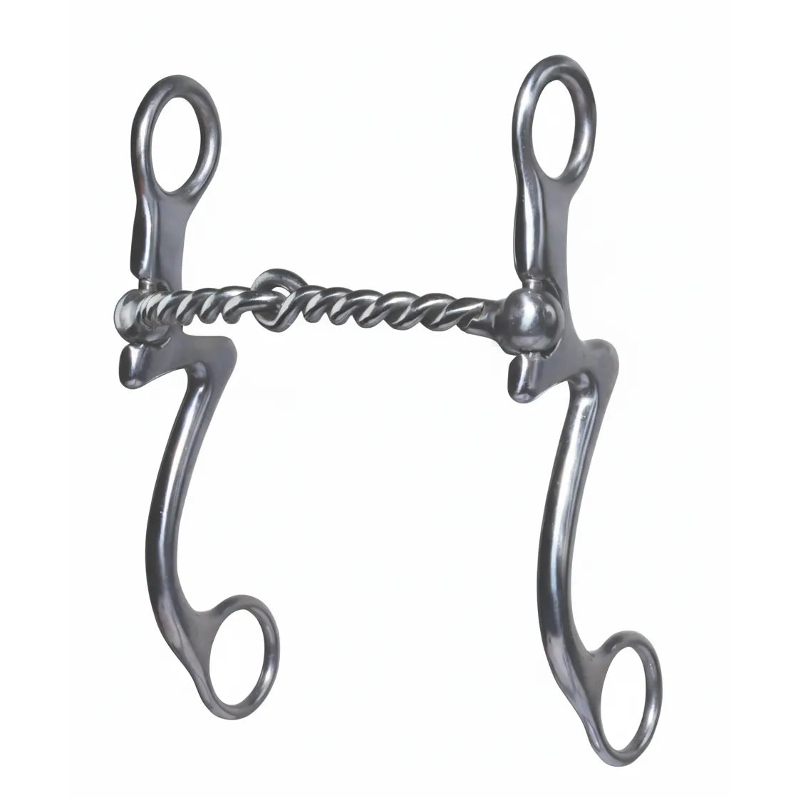 Professional's Choice PC 7 Shank Twisted Wire Horse Bit featuring a 5 1/8-inch stainless steel jointed mouthpiece. This sleek Western curb bit showcases polished 7-inch swept-back shanks and a textured twisted wire design for effective communication and control. A must-have piece of durable, high-performance equestrian tack for professional trainers and riders looking for precision and style in the arena or on the trail.