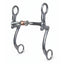Professional's Choice 7-Inch Shank Dogbone Western Horse Bit with a 5 1/8" mouthpiece. This high-quality stainless steel bit features a three-piece jointed dogbone design with a central copper roller to promote salivation and relaxation. The elegant curved 7-inch shanks provide classic Western style and leverage. Perfect for equestrian training, performance, or daily riding. Durable, functional, and stylish horse tack for any Western discipline.