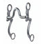 Professional's Choice PC 7 Shank Medium Port Horse Bit with a 5 1/8" sweet iron mouthpiece and copper inlays to encourage salivation. This polished western curb bit features elegant, curved 7-style shanks for balanced leverage and a medium port for tongue relief. High-quality equestrian tack designed for clear communication and horse comfort, perfect for western performance, reining, and trail riding. Swivel cheek design in a durable stainless steel finish.