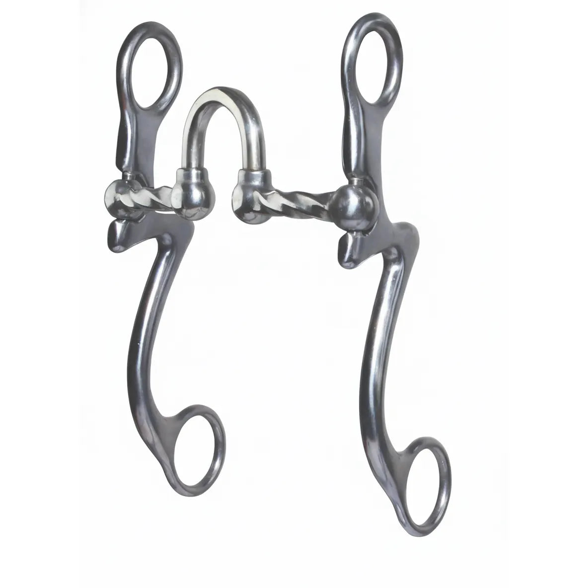 Professional's Choice 7" Shank Slow Twist Correction Horse Bit featuring a 5 1/8" sweet iron mouthpiece. This high-quality silver western bit combines elegantly curved 7-inch shanks with a textured slow twist and high port to improve responsiveness. The sweet iron finish naturally promotes salivation for a softer, more supple mouth. A professional equestrian tool perfect for horse training, performance, and refining communication.
