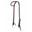 Professional's Choice Ranch One-Ear Headstall crafted from premium 5/8" heavy oil harness leather. This durable Western horse headstall features a traditional sliding ear loop, a sleek stainless steel buckle for easy sizing, and classic leather tie bit ends. Ideal for ranching, performance, or trail riding, this high-quality tack offers a professional, rugged look for any horse.