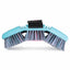 Professional's Choice Tail Tamer Flex Brush in vibrant turquoise, featuring a dual-flex detangler design that contours to the horse for effortless grooming. This three-sectioned equestrian brush has a mix of pink, purple, and blue bristles and an adjustable black Velcro hand strap. Ideal for detangling manes and tails while minimizing hair breakage, this ergonomic grooming tool is a must-have for horse care kits and stable organization.