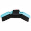 Professional's Choice Tail Tamer Soft Touch Flex Horse Hair Brush featuring a flexible light blue body and dark natural horse hair bristles. This ergonomic equestrian grooming tool includes a black adjustable hand strap and is designed to contour to your horse's body for a gentle, effective clean. High-quality flexible body brush perfect for horse care routines and maintaining a healthy, shiny coat.