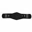 Professional's Choice 2XCOOL Dressage Girth in black, featuring an anatomical V-shaped design for maximum horse comfort. This high-performance equestrian cinch includes a specialized brrr° cooling liner to regulate temperature and a non-slip silicone grip for stability. Equipped with durable stainless steel roller buckles on both ends, it's the ideal choice for riders seeking breathable, professional-grade horse tack for dressage training and competition.