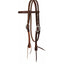 Weaver Leather Canyon Rose browband headstall in rich, pre-oiled harness leather. This premium Western horse headstall features a double-stitched browband, durable stainless steel hardware, and tie-bit ends for easy bit changes. The deep brown finish and classic design make it essential horse tack for trail riding or training. High-quality, durable, and handcrafted for a professional look, this headstall is a must-have for any Western saddle and tack collection.