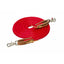 Vibrant red Weaver Leather Soft Poly Roper Reins featuring russet harness leather water loops and durable silver scissor snaps. This 3/8" x 8' braided rope rein set offers a soft feel and secure grip for western riding, roping, or barrel racing. High-quality horse tack essential for any equestrian's gear collection, providing style and functionality in the arena or on the trail.