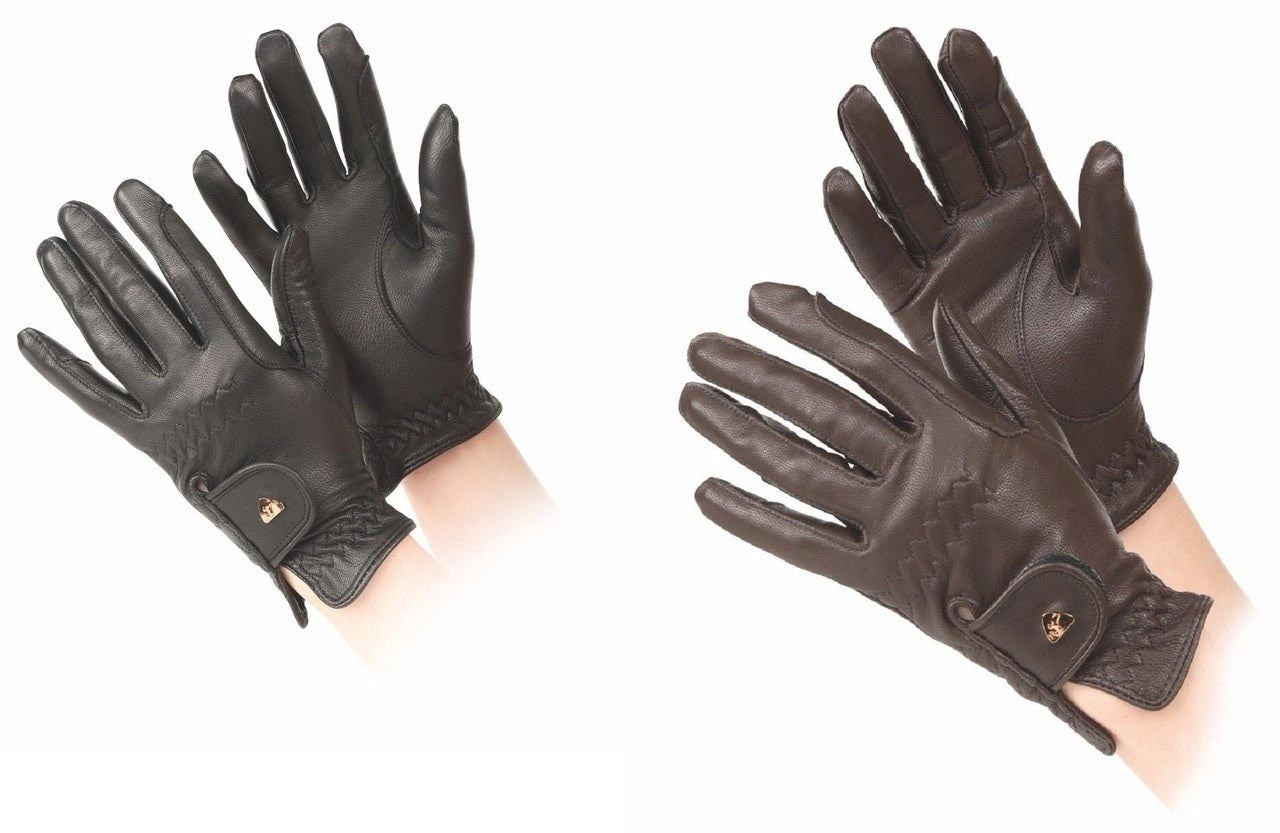Shires Aubrion Leather Riding Work Horse Riding Non - Slip Gloves - Hooves and Paws