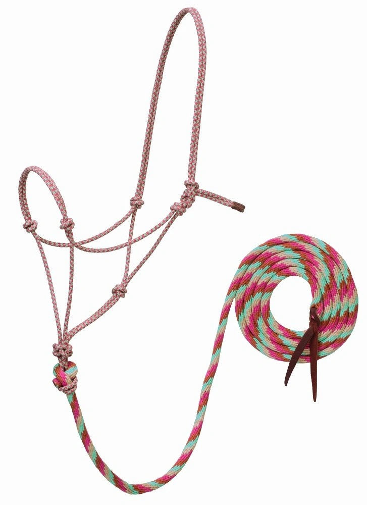 Weaver Leather Bamboo Ecoluxe Horse Equine Average Rope Halter with 10' Lead - Hooves and Paws