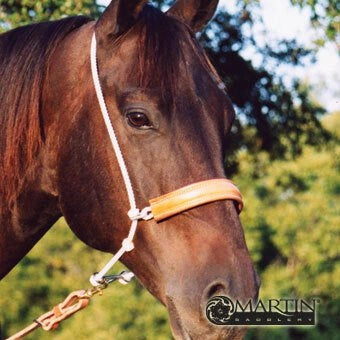 Classic Equine Headset Tiedown Double Rope Leather Cover - Hooves and Paws