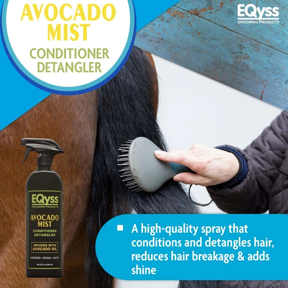 EQyss Avocado Mist Horse Detangler & Coat Conditioner: Shine, Anti-Static, Dust Repellent 32oz (Sell out)