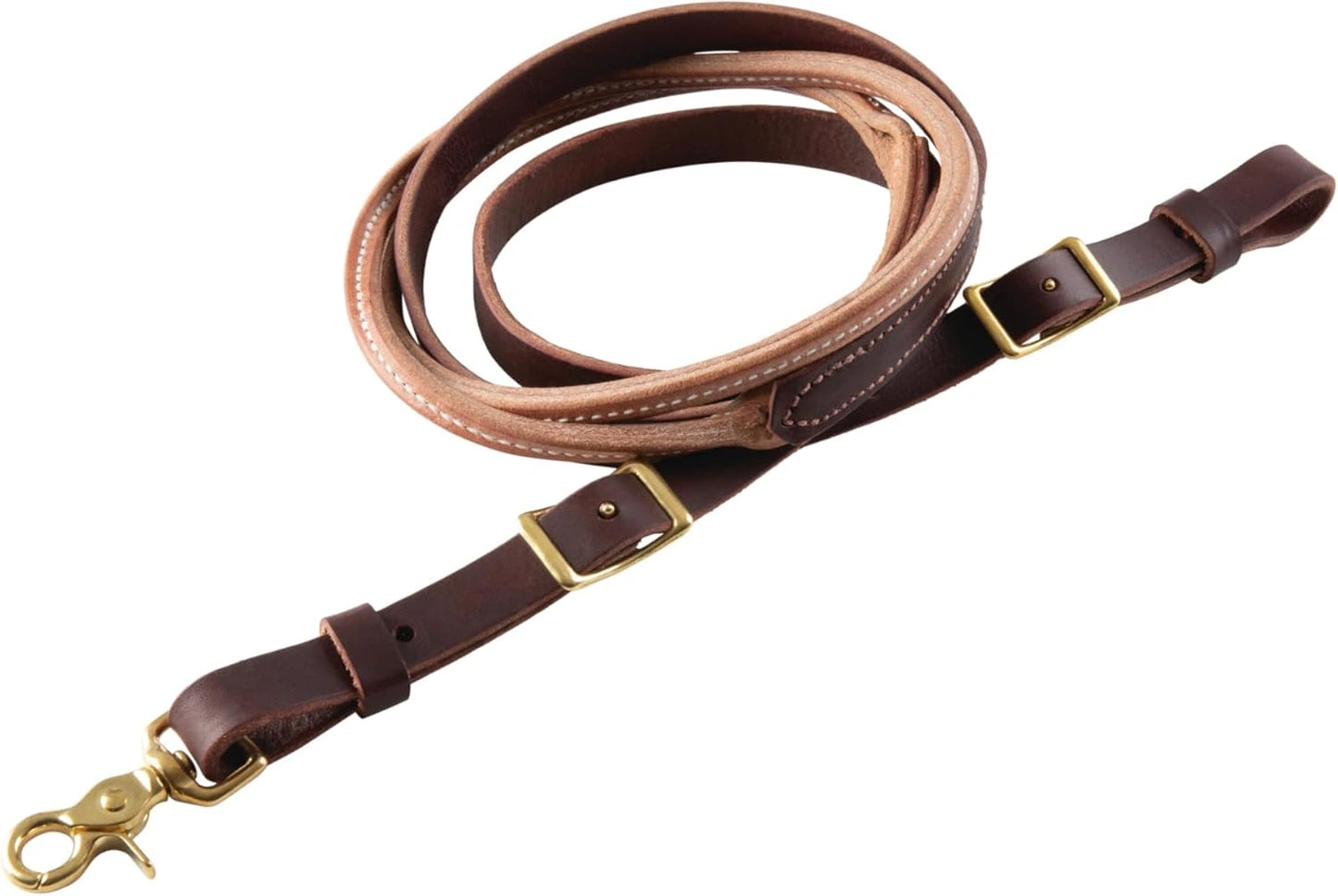 Weaver Leather Hermann Oak Russet Harness Leather Round Roper Reins - 3/4" x 8' with Solid Brass Snap