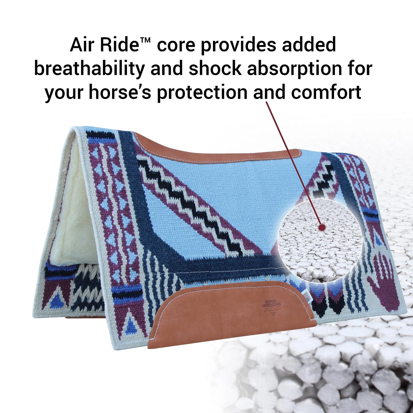 Professional's Choice Good Medicine Comfort-Fit SMX Air Ride Pad New Zealand Wool with Leather Reinforced Spine and Wither