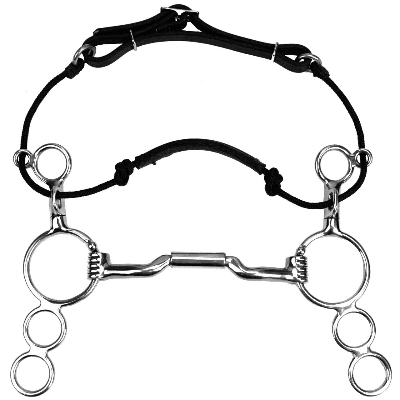 Myler 3 - Ring Combination Bit - 6" Shank With Sweet Iron Mullen Barrel Low Port 5 1/2 Inch Mouth Copper Inlay Mb 06 - Hooves and Paws