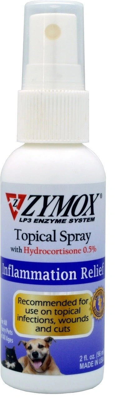 Zymox Topical Spray Pet Dog For Hot Spots and Skin Infections Relief 2 oz - Hooves and Paws