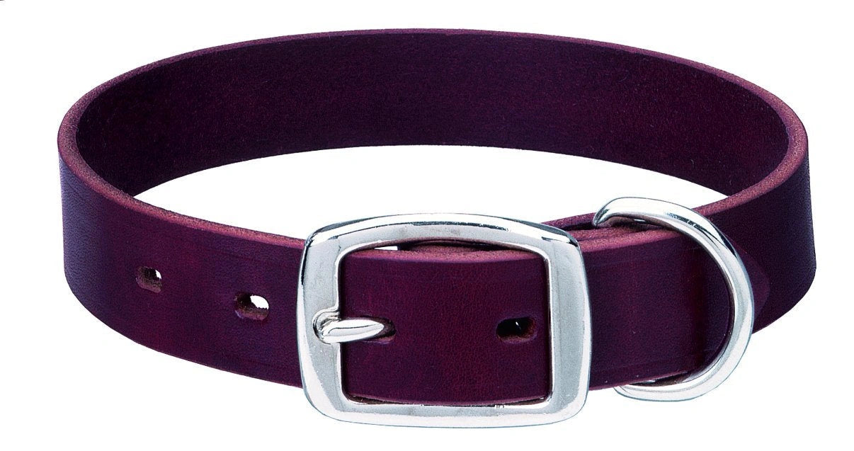 Weaver Leather Heritage Dog Collar - Durable Single-Ply Burgundy Latigo Leather - 1" x 17"