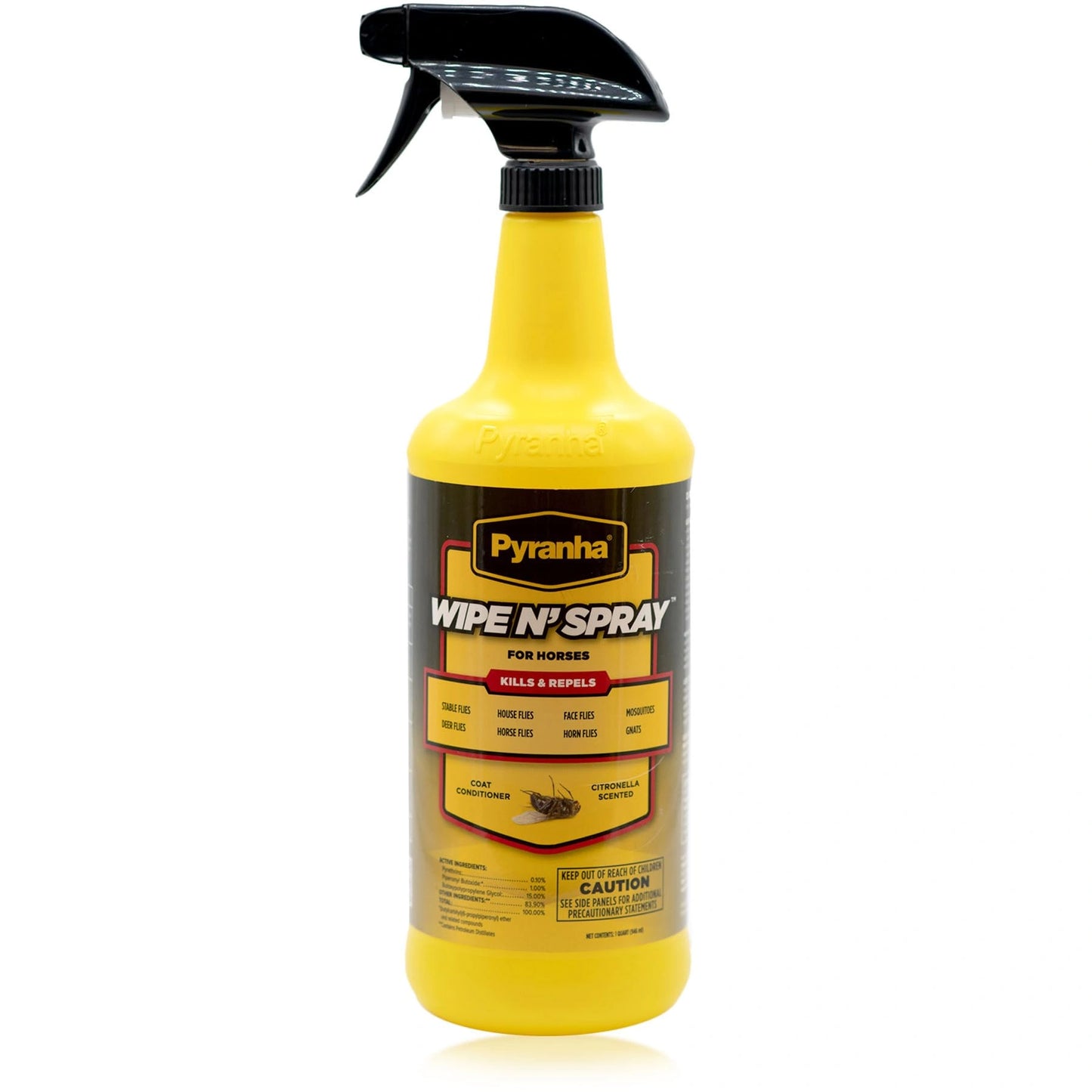 Pyranha Wipe N' Spray – Oil-Based Sweat-Resistant Fly Control