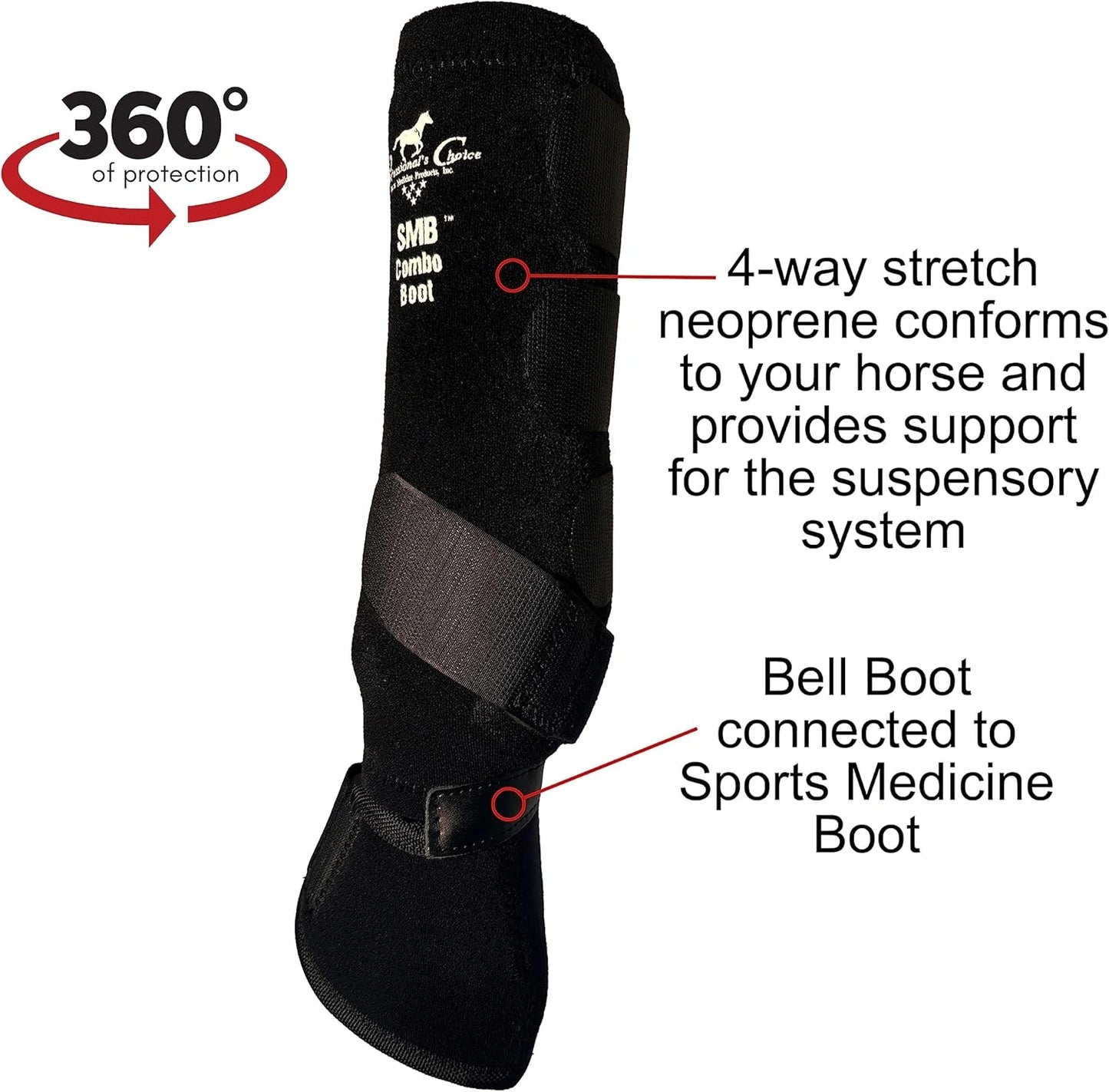 Professional's Choice SMB Combo Front Boots - Medium, Black - 360 Degree Leg Protection with UltraShock Lining