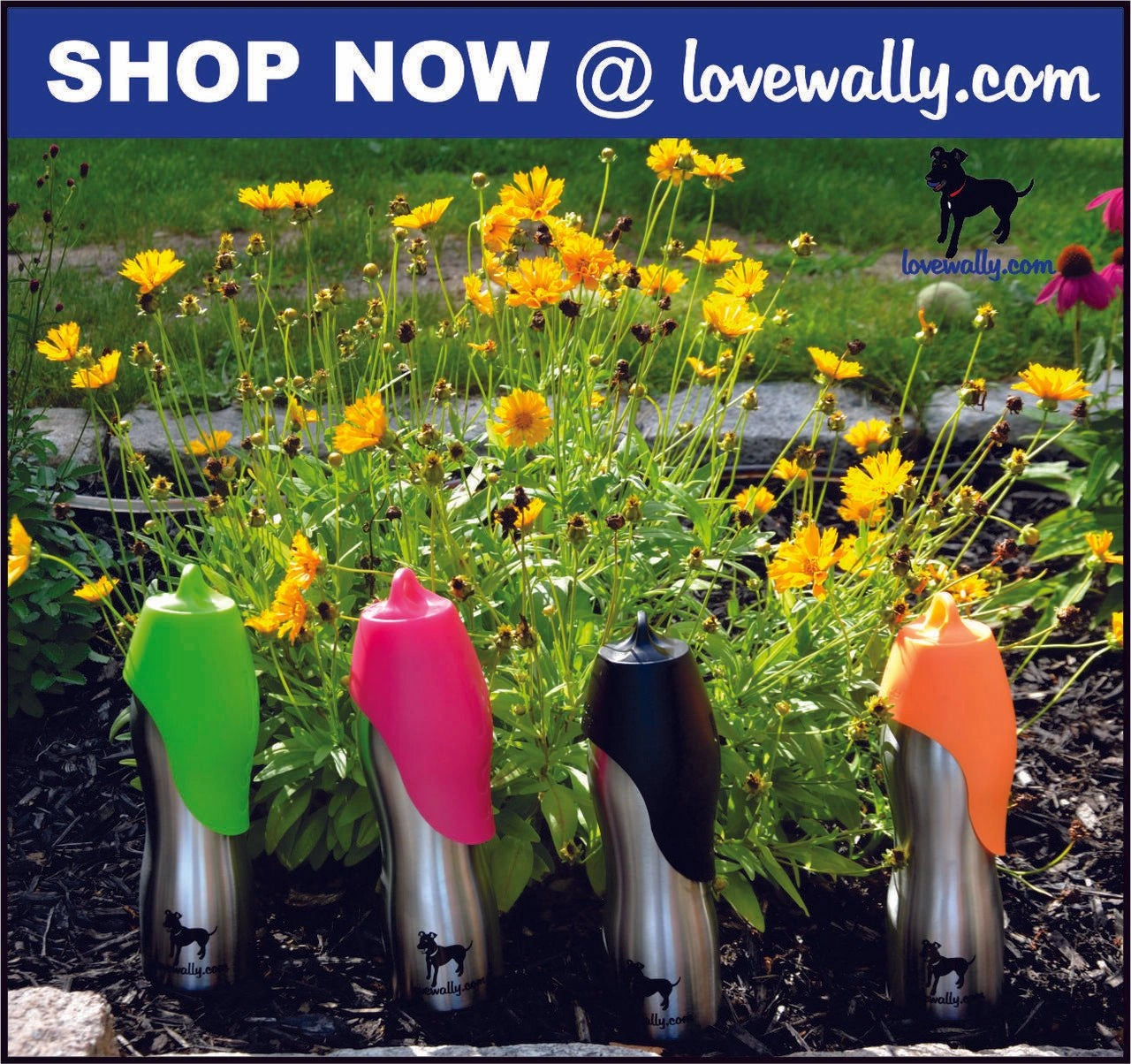 LoveWally Outdoor Adventure Gear 25oz Dog Water Bottle Travel Bowl - Hooves and Paws