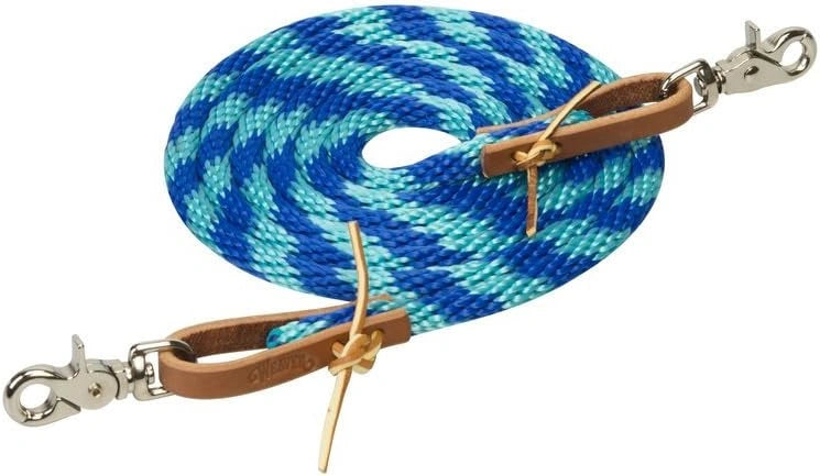 Weaver Leather Poly Roper Rein - 5/8" x 10' - Soft Poly Rope with Leather Water Loops and Scissor Snaps
