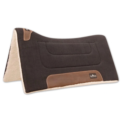 Classic Equine Performance Trainer Western Saddle Pad - Black - 3/4" Wool Felt Center, 100% Merino Fleece, Contoured