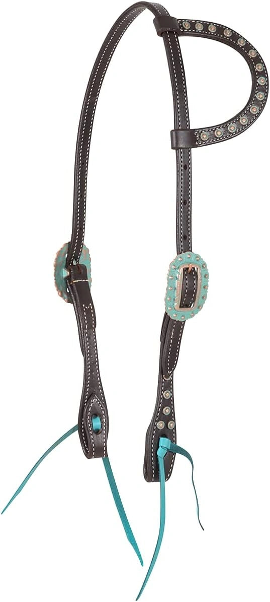 Martin Saddlery Single Ear Headstall - Copper Patina Turquoise