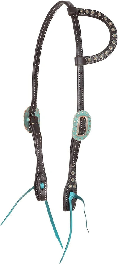 Martin Saddlery Single Ear Headstall - Copper Patina Turquoise