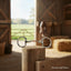 Myler Eggbutt Snaffle Bit 5.5 inch, stainless steel with copper inlay MB 04, pictured in a barn with an open field.