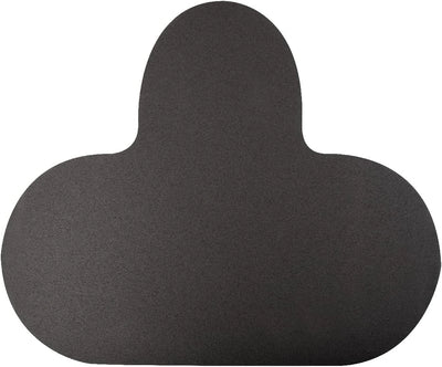 Black rubber mat with a unique shape on a white background