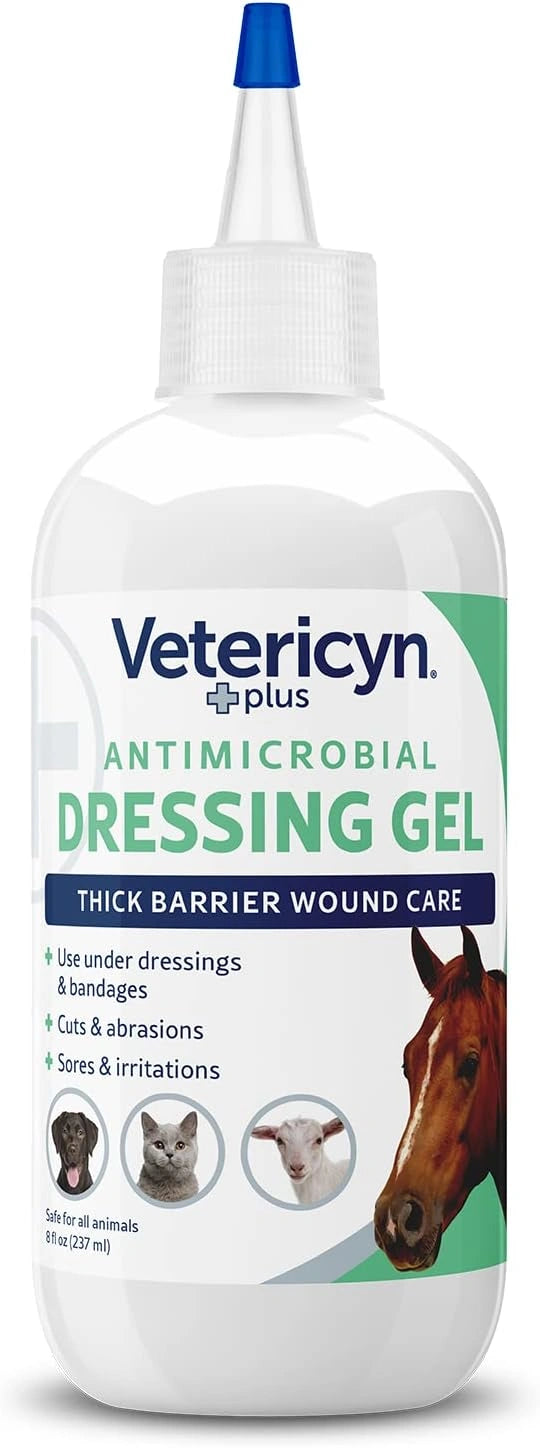 Vetricyn Plus Wound Dressing Gel - Advanced Wound Care & Healing Barrier for Dogs, Cats, Horses - 8 oz