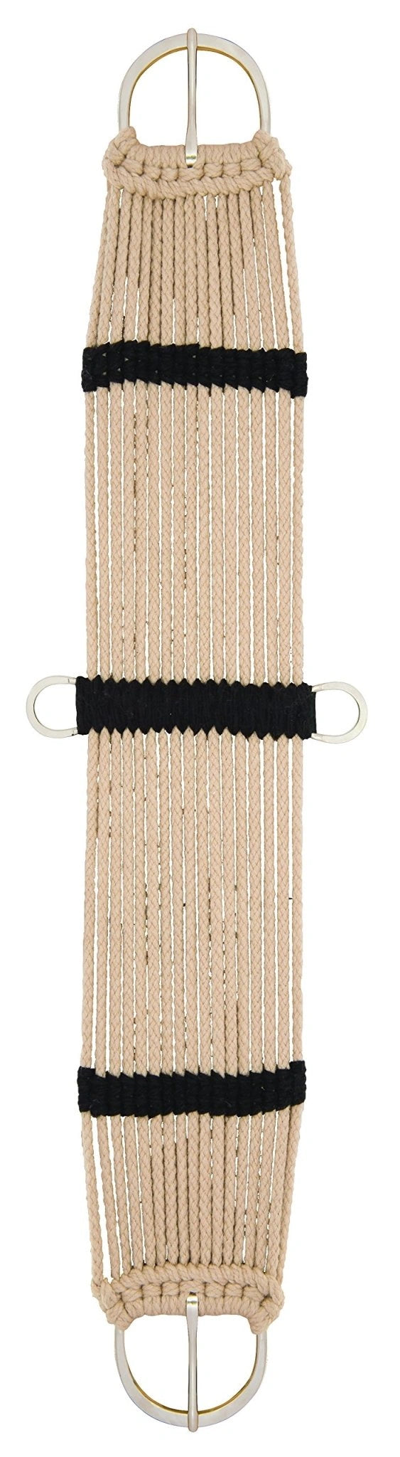 Weaver Equine Rayon 17 Strand Horse Cinch, Anti - Slip Saddle Cinch Girth with Flat Buckle, Western Horse Riding Supplies, ‎Tan/Black - Hooves and Paws