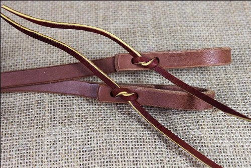Weaver Leather Doubled & Stitched Hermann Oak Russet Harness Leather Reins with Latigo Liner - 1/2" x 8'