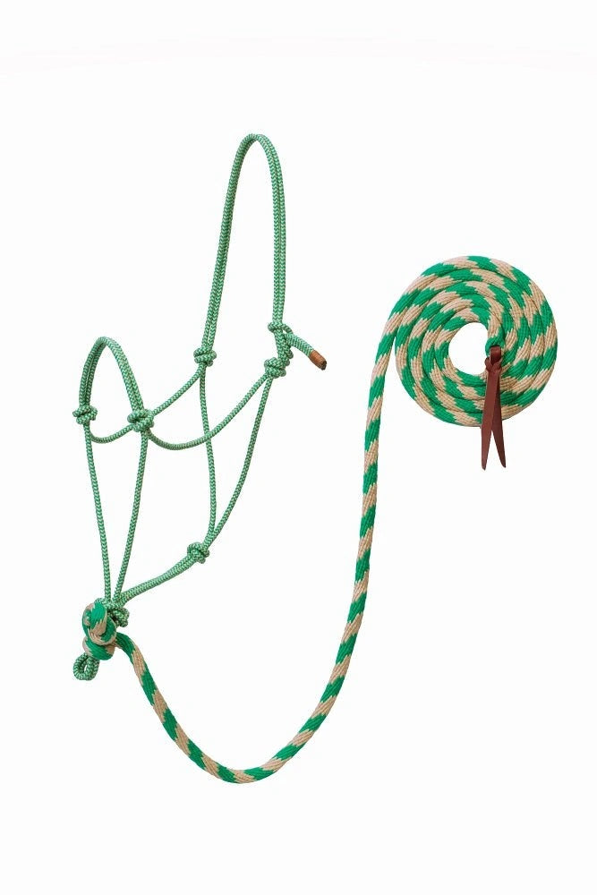 Weaver Leather Bamboo Ecoluxe Horse Equine Average Rope Halter with 10' Lead - Hooves and Paws